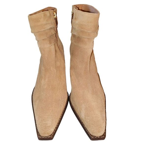 Vince Camuto NWOT Nerlinji Light Cognac Brown Suede Ankle Booties Size 9.5 - Picture 2 of 12